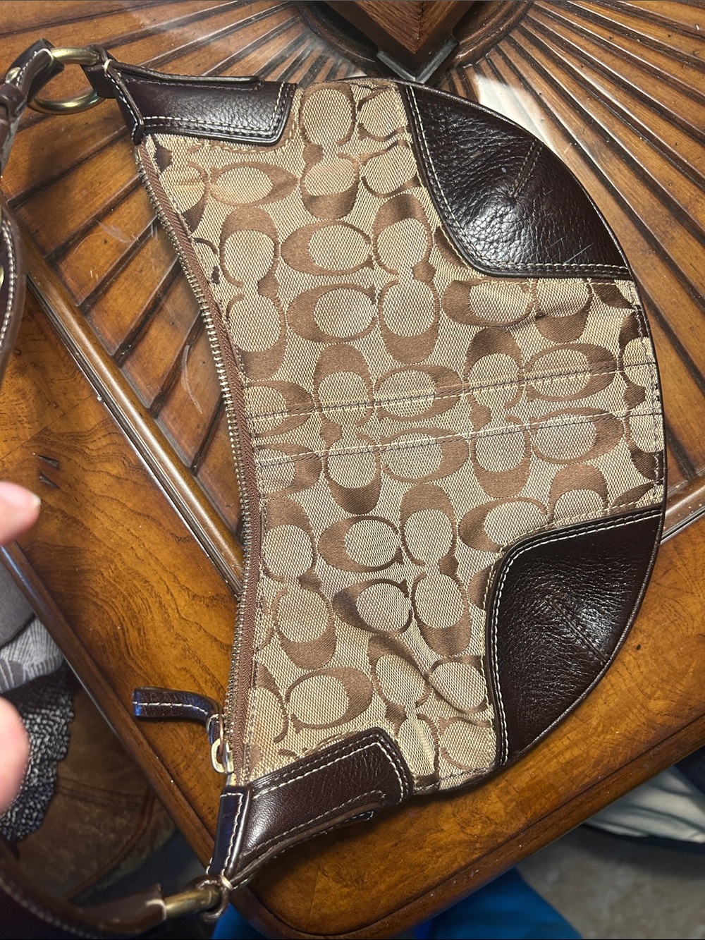 Coach Signature Canvas Shoulder Bag in Khaki and Brown - Picture 6 of 6